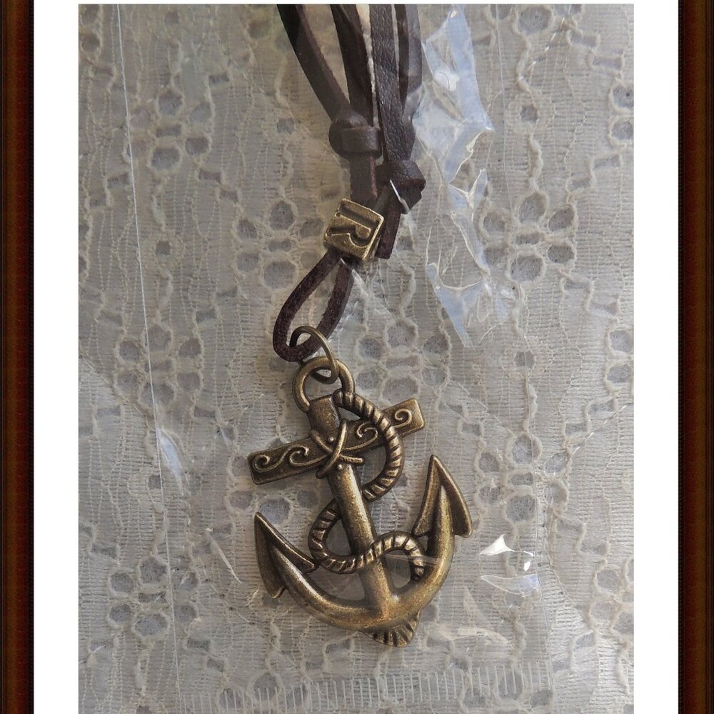 2 Pcs Brand New Anchor Pendant Leather Necklaces. Great Stocking Stuffers!